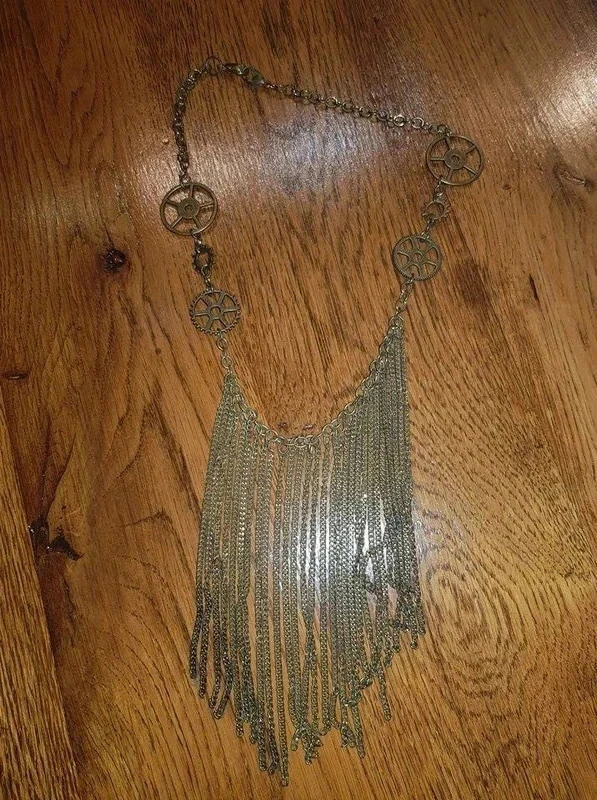 collier engrenage et chaine neuf piece unique faite main